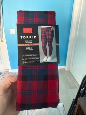 torrid Red and Navy Plaid Leggings